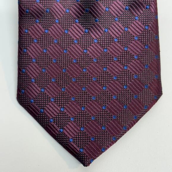 Hisdern XXL Neck Tie Purple Blue Geometric NWT Corpcore Work‎ Office Classic - Picture 2 of 10